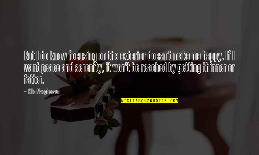 Peace Serenity Quotes By Elle Macpherson: But I do know focusing on the exterior Peace Serenity Quotes By Elle Macpherson: But I do know focusing on the exterior