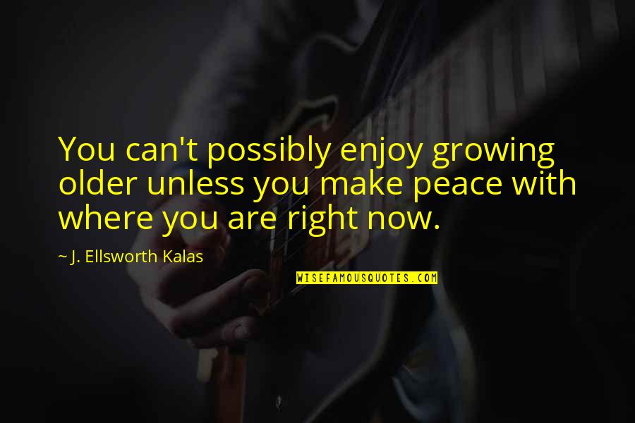 Peace With You Quotes By J. Ellsworth Kalas: You can't possibly enjoy growing older unless you