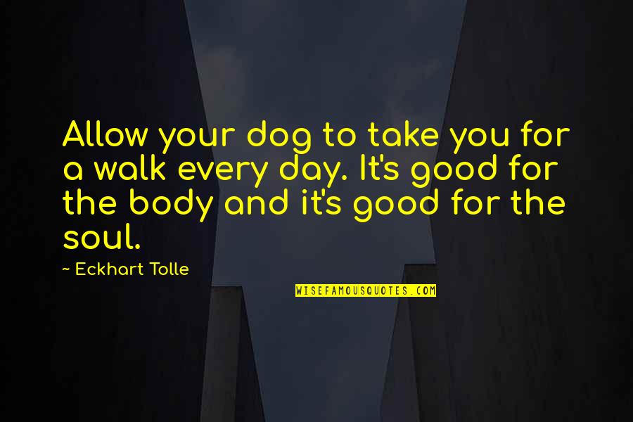 Peacebuilding Support Quotes By Eckhart Tolle: Allow your dog to take you for a