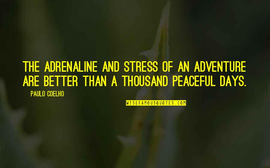 Peaceful Days Quotes By Paulo Coelho: The adrenaline and stress of an adventure are