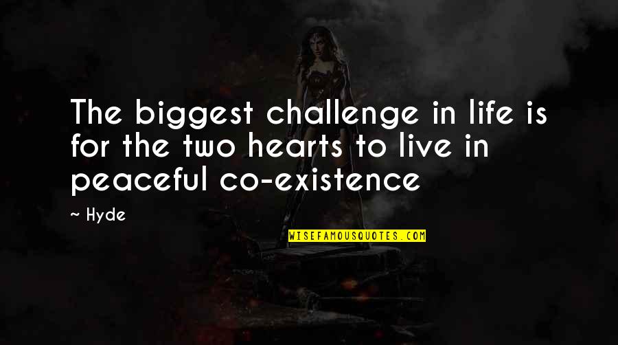 Peaceful Life Quotes By Hyde: The biggest challenge in life is for the