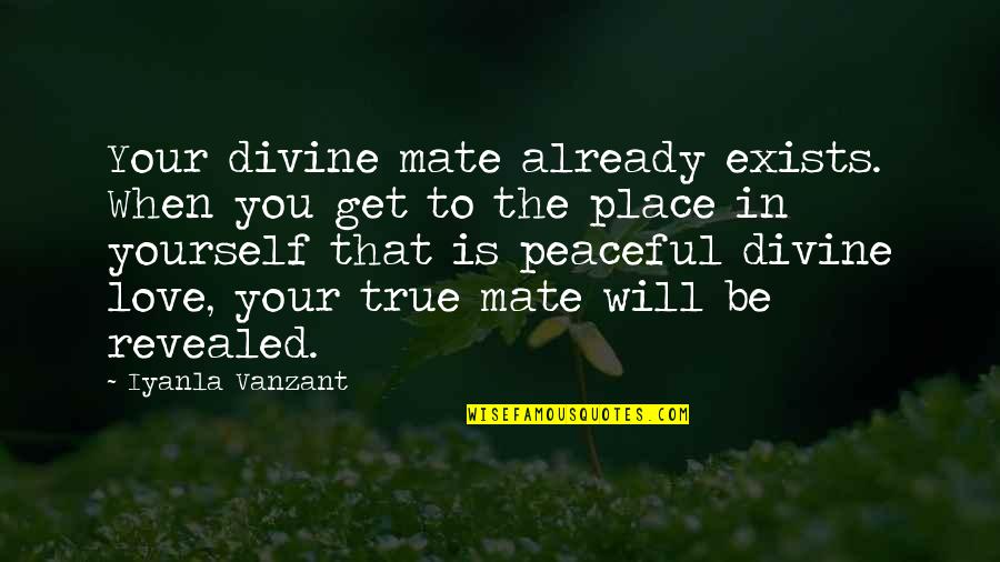 Peaceful Love Quotes By Iyanla Vanzant: Your divine mate already exists. When you get