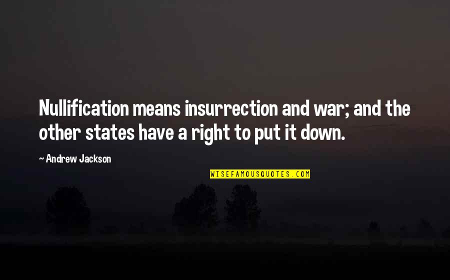 Peaceful Neighborhood Quotes By Andrew Jackson: Nullification means insurrection and war; and the other