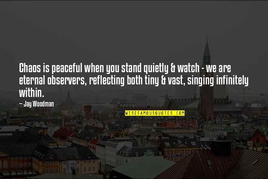 Peaceful Quiet Quotes By Jay Woodman: Chaos is peaceful when you stand quietly &