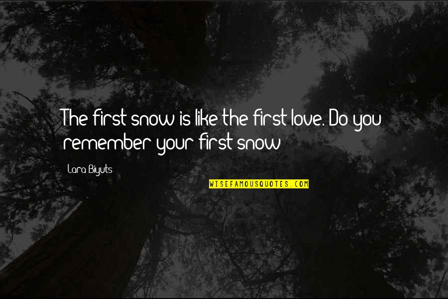 Peaceful Relationship Quotes By Lara Biyuts: The first snow is like the first love.