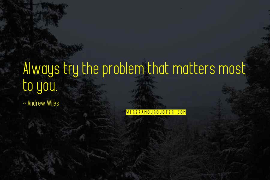Peacetime Quotes By Andrew Wiles: Always try the problem that matters most to
