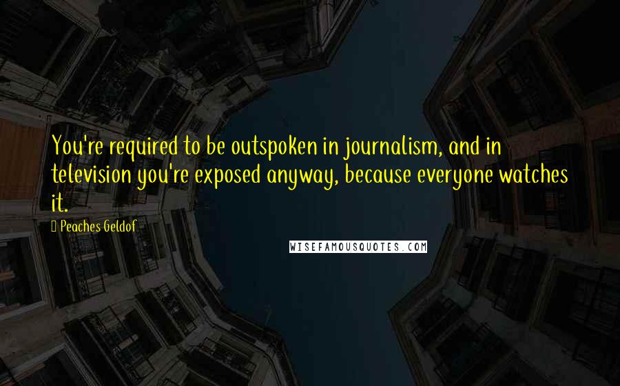 Peaches Geldof quotes: You're required to be outspoken in journalism, and in television you're exposed anyway, because everyone watches it.