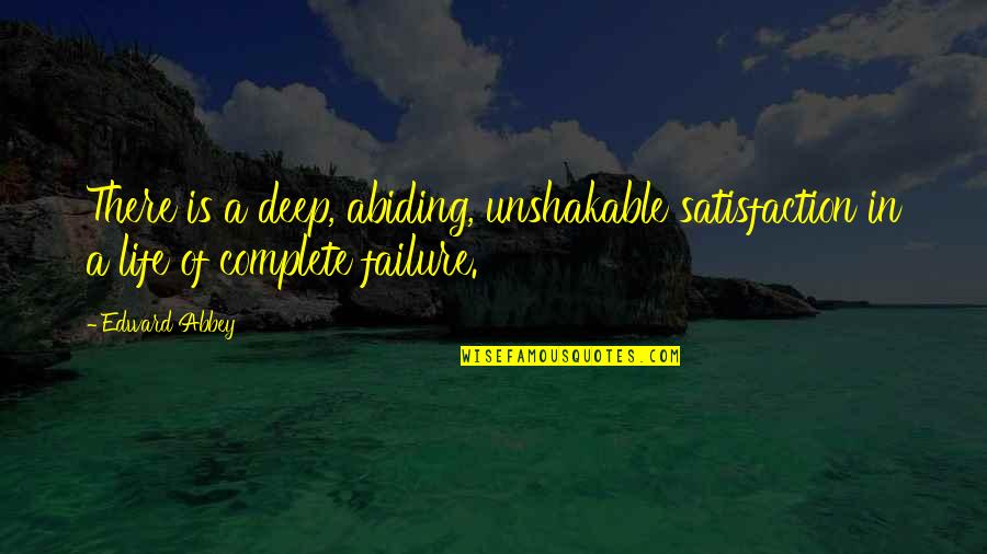 Peaco Of Mind Quotes By Edward Abbey: There is a deep, abiding, unshakable satisfaction in