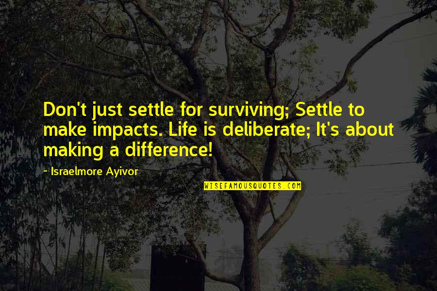 Peak Experiences Passages Quotes By Israelmore Ayivor: Don't just settle for surviving; Settle to make