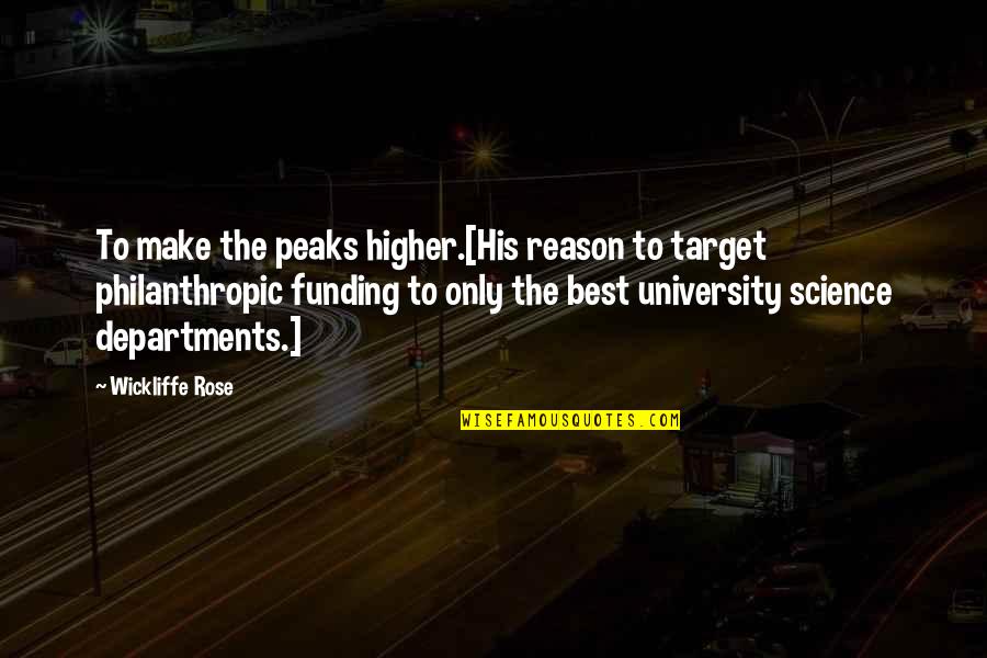 Peaks's Quotes By Wickliffe Rose: To make the peaks higher.[His reason to target