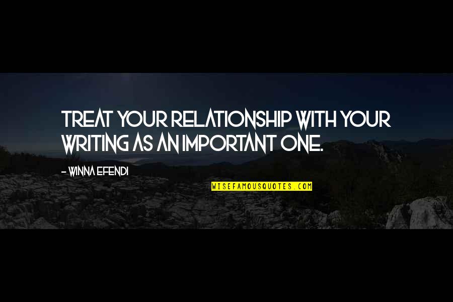 Peanuts Rerun Quotes By Winna Efendi: Treat your relationship with your writing as an