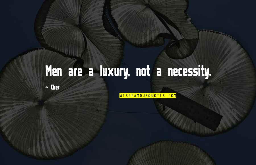Pearlman Group Quotes By Cher: Men are a luxury, not a necessity.