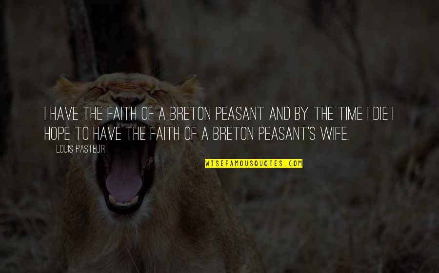 Peasant Quotes By Louis Pasteur: I have the faith of a Breton peasant