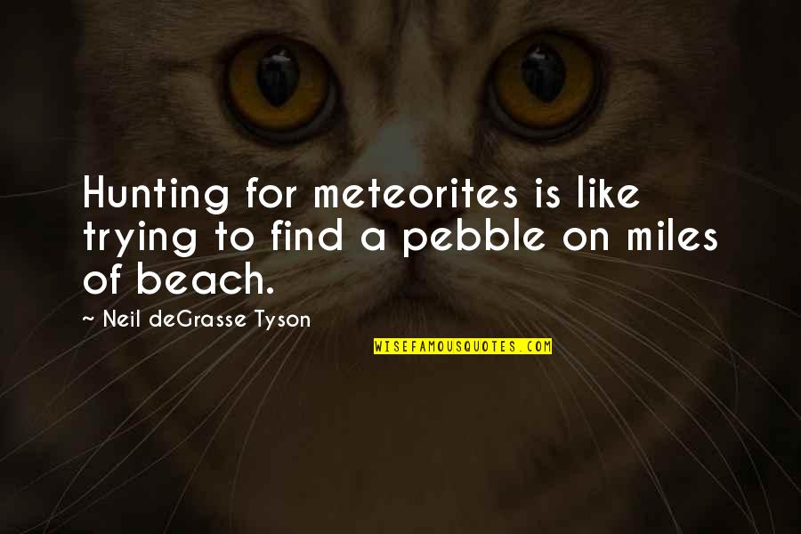Pebble Beach Quotes By Neil DeGrasse Tyson: Hunting for meteorites is like trying to find Pebble Beach Quotes By Neil DeGrasse Tyson: Hunting for meteorites is like trying to find