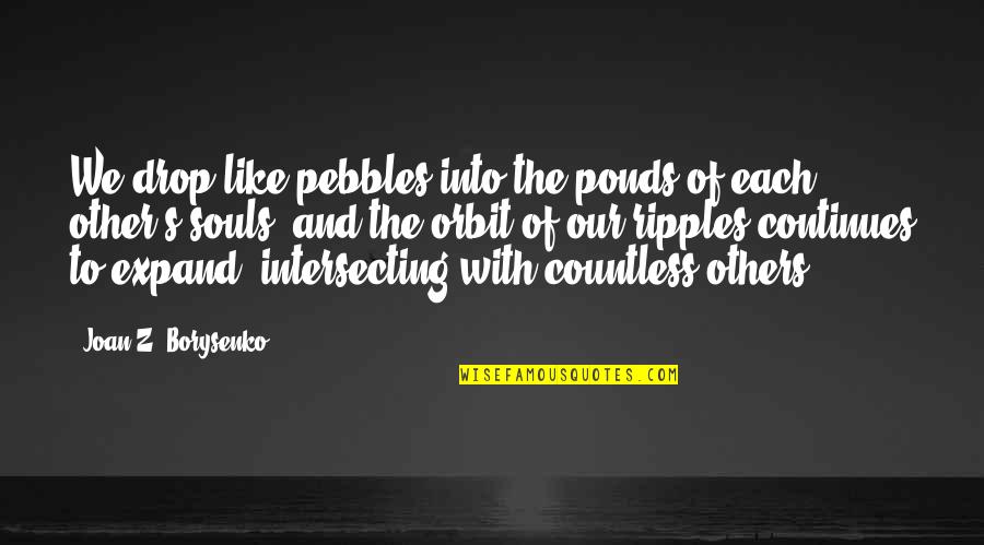 Pebbles Quotes By Joan Z. Borysenko: We drop like pebbles into the ponds of