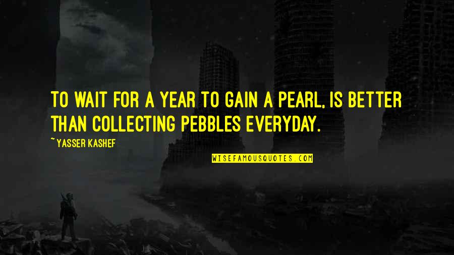 Pebbles Quotes By Yasser Kashef: To wait for a year to gain a