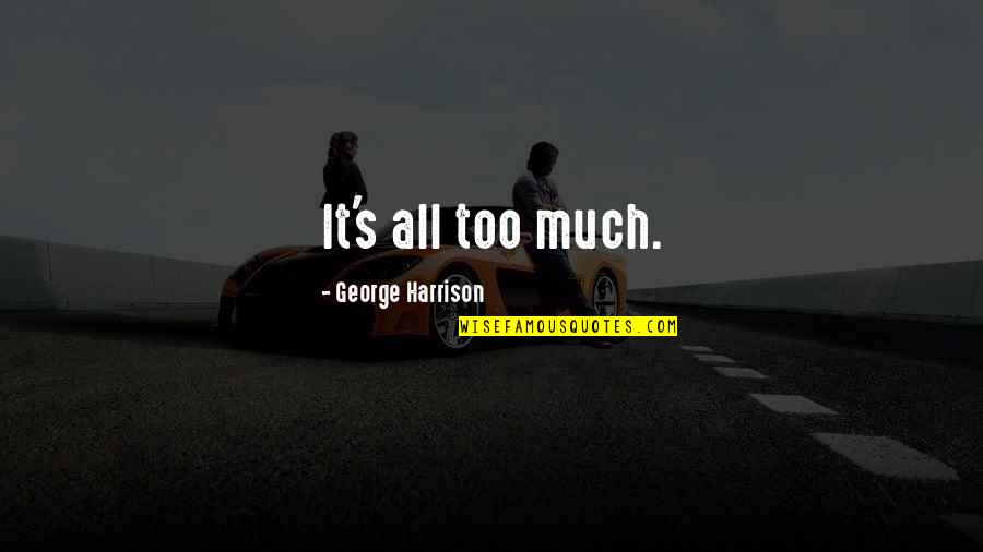 Pechera De Minecraft Quotes By George Harrison: It's all too much. Pechera De Minecraft Quotes By George Harrison: It's all too much.