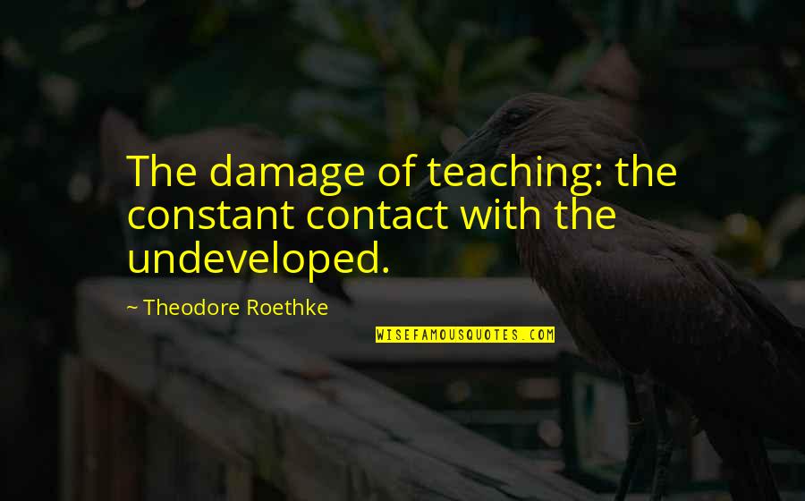 Peckinpah Quotes By Theodore Roethke: The damage of teaching: the constant contact with