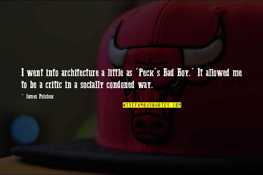 Peck's Quotes By James Polshek: I went into architecture a little as 'Peck's