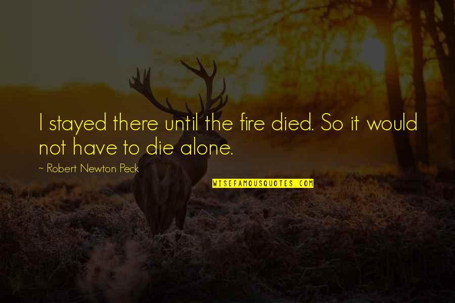 Peck's Quotes By Robert Newton Peck: I stayed there until the fire died. So