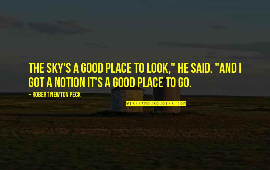 Peck's Quotes By Robert Newton Peck: The sky's a good place to look," he