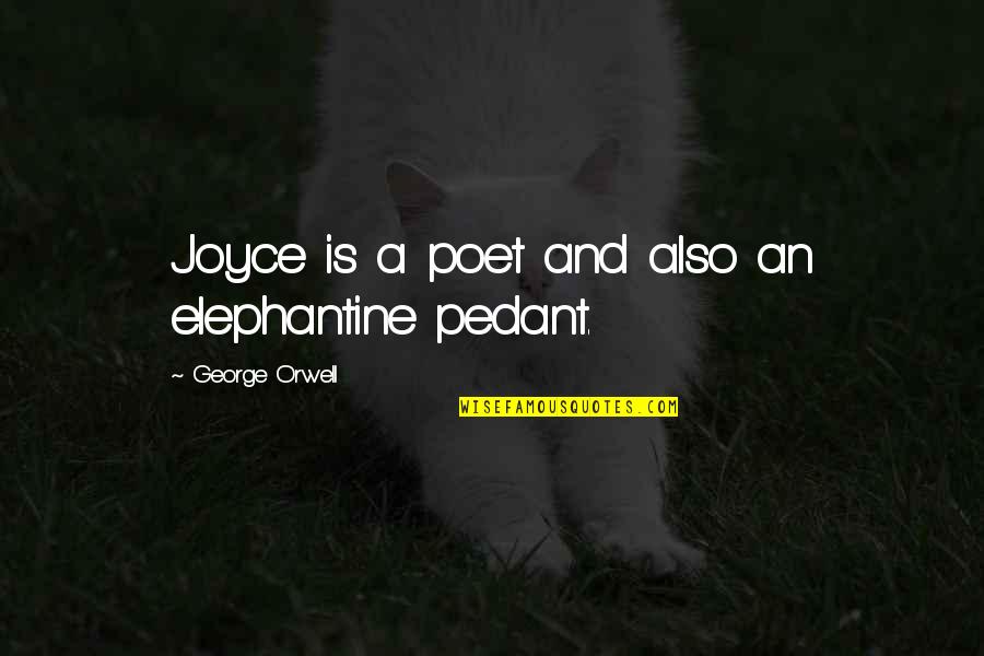 Pedant Quotes By George Orwell: Joyce is a poet and also an elephantine