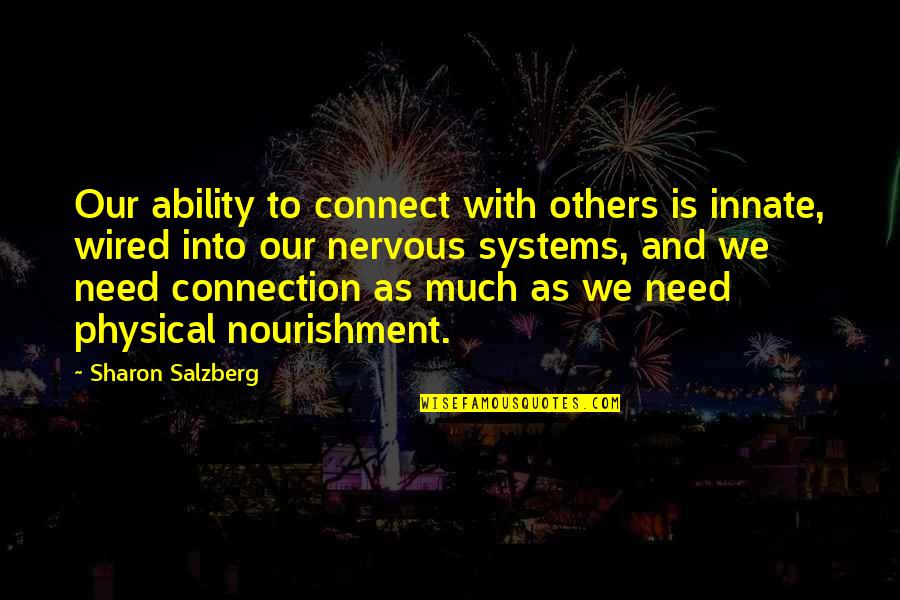 Pediments Quotes By Sharon Salzberg: Our ability to connect with others is innate, Pediments Quotes By Sharon Salzberg: Our ability to connect with others is innate,