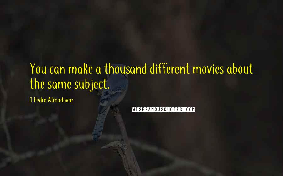 Pedro Almodovar quotes: You can make a thousand different movies about the same subject.