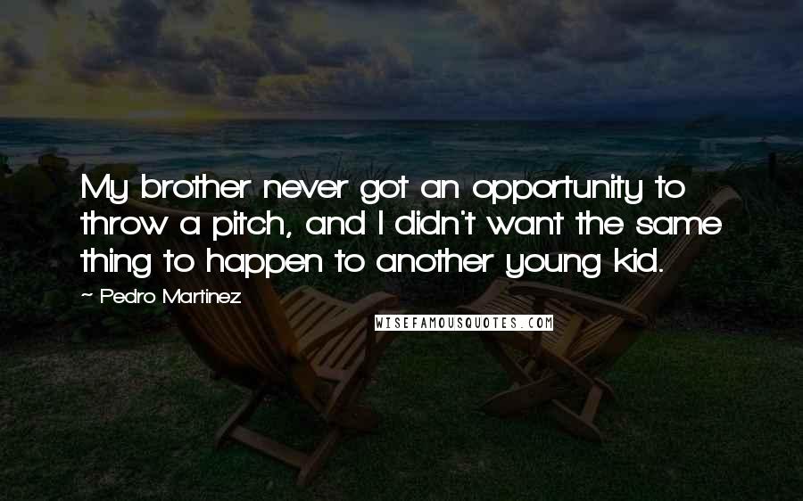 Pedro Martinez quotes: My brother never got an opportunity to throw a pitch, and I didn't want the same thing to happen to another young kid.