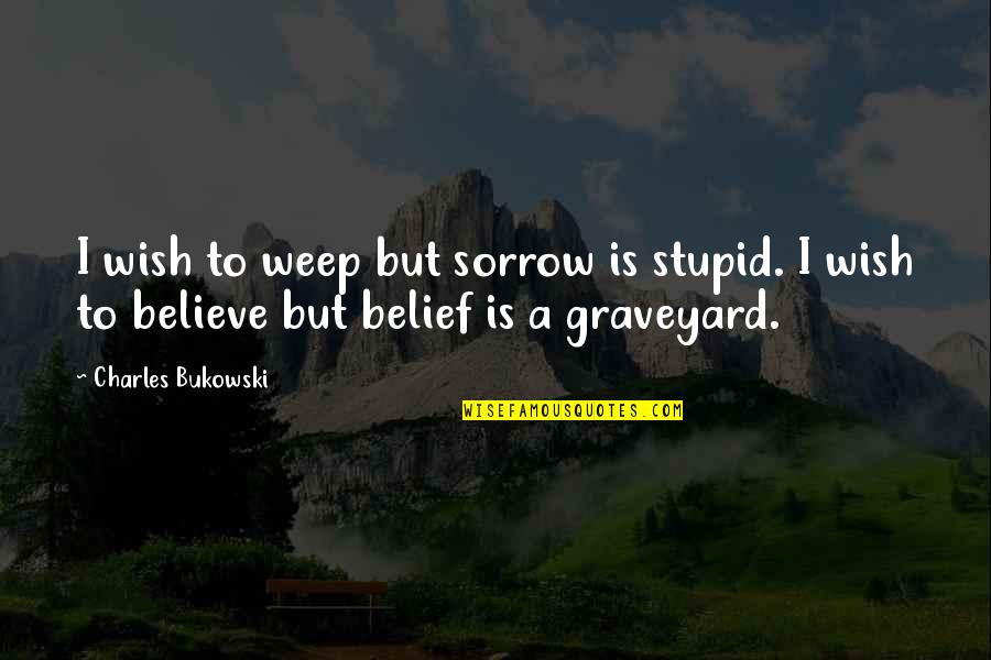 Peduzzi Obituary Quotes By Charles Bukowski: I wish to weep but sorrow is stupid.