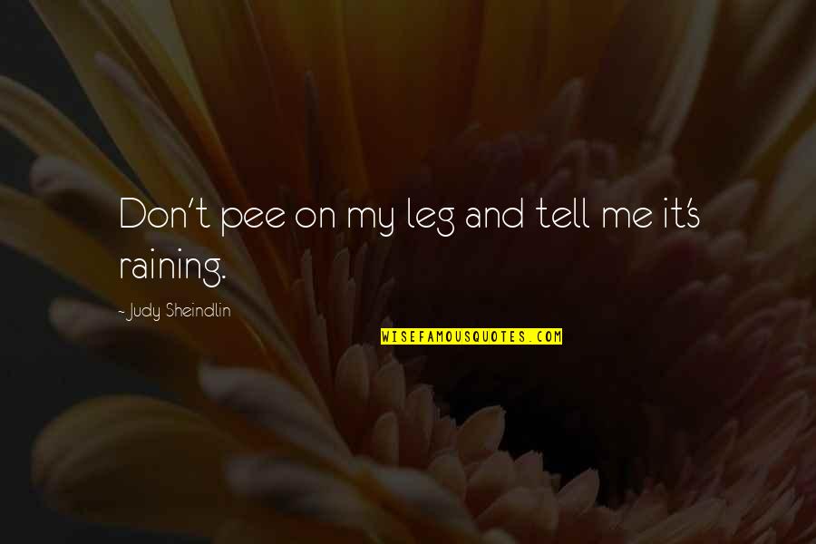 Pee Pee Quotes By Judy Sheindlin: Don't pee on my leg and tell me