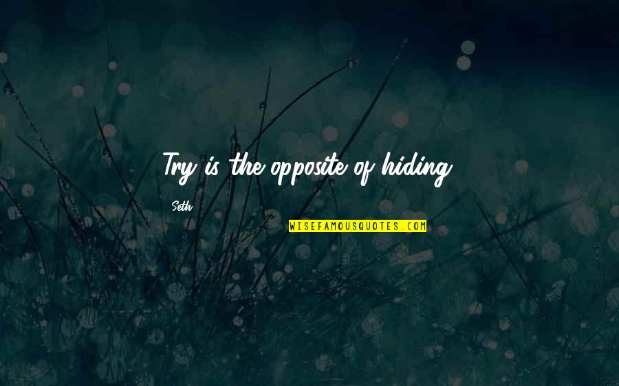Peeler Amazon Quotes By Seth: Try is the opposite of hiding.