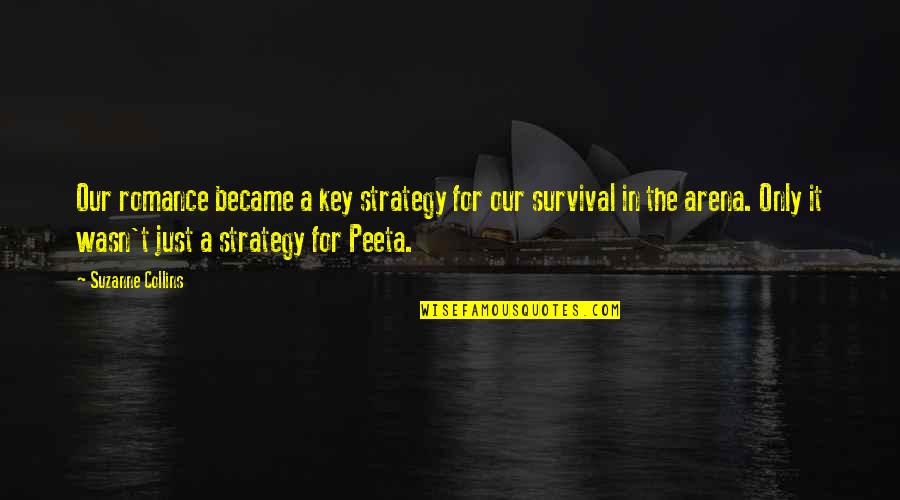 Peeta Quotes By Suzanne Collins: Our romance became a key strategy for our