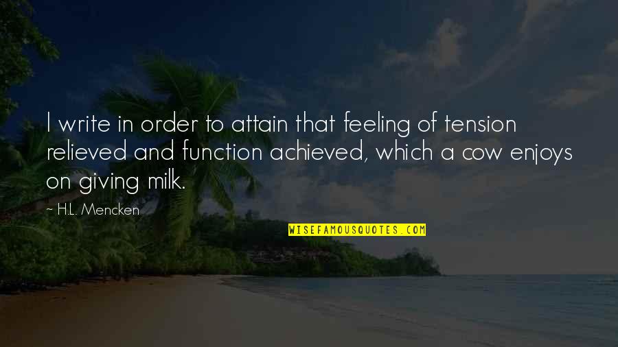Peeters Quotes By H.L. Mencken: I write in order to attain that feeling Peeters Quotes By H.L. Mencken: I write in order to attain that feeling