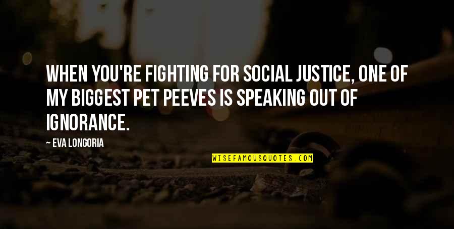 Peeves Quotes By Eva Longoria: When you're fighting for social justice, one of