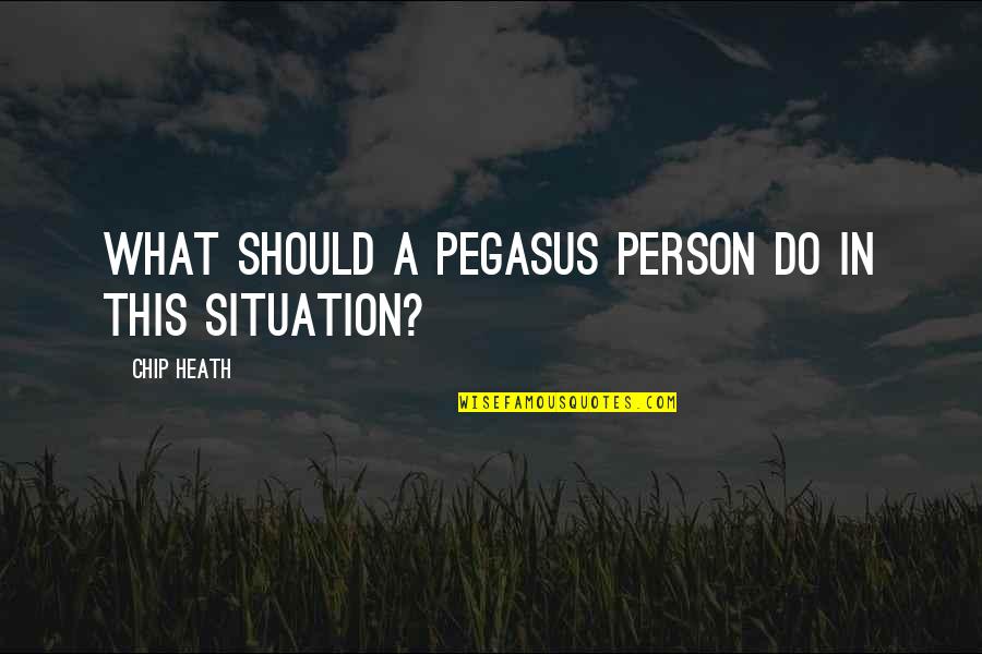 Pegasus's Quotes By Chip Heath: What should a Pegasus person do in this