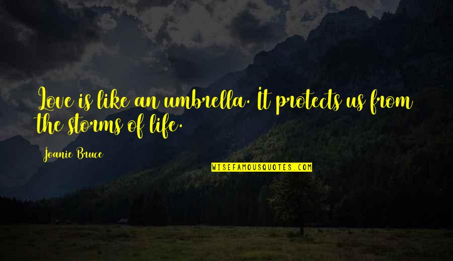 Peices Of Leather Quotes By Joanie Bruce: Love is like an umbrella. It protects us