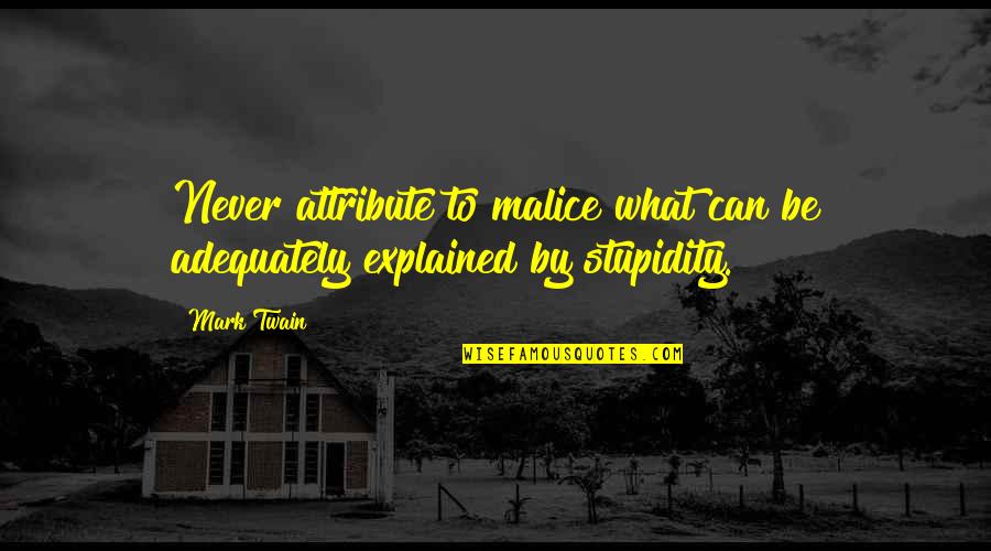 Peignoir Quotes By Mark Twain: Never attribute to malice what can be adequately