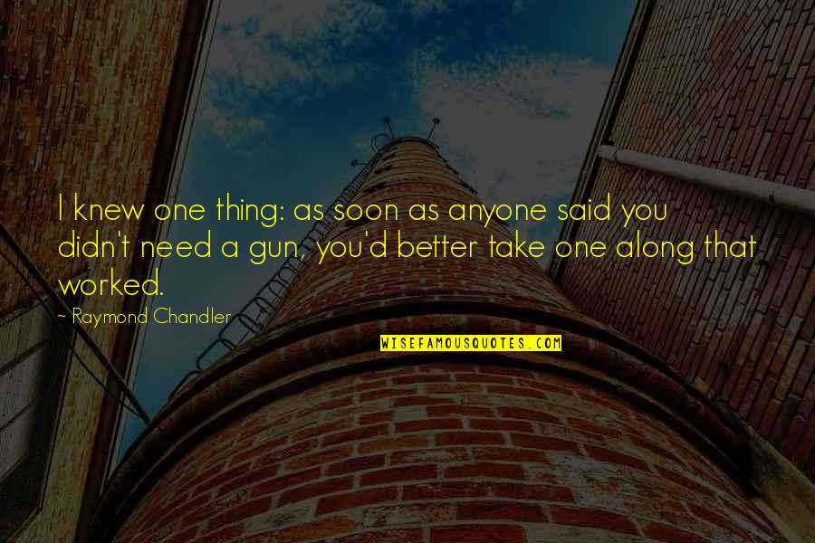 Peirong Guo Quotes By Raymond Chandler: I knew one thing: as soon as anyone