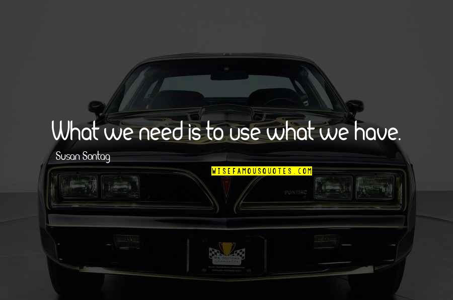 Pejabat Pos Quotes By Susan Sontag: What we need is to use what we Pejabat Pos Quotes By Susan Sontag: What we need is to use what we