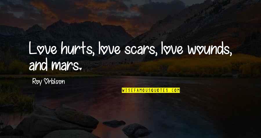 Pelagalli James Quotes By Roy Orbison: Love hurts, love scars, love wounds, and mars.