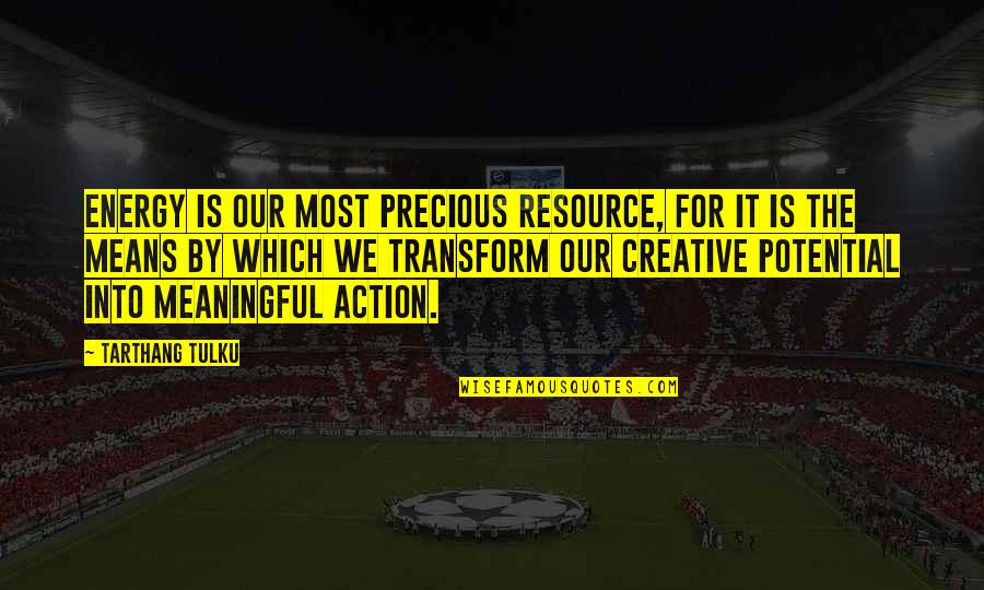 Peleas De Toros Quotes By Tarthang Tulku: Energy is our most precious resource, for it Peleas De Toros Quotes By Tarthang Tulku: Energy is our most precious resource, for it