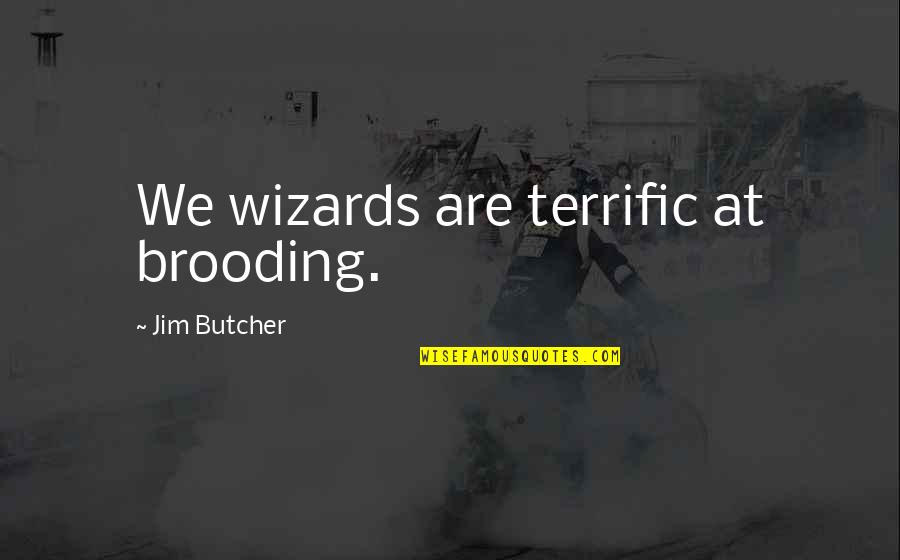 Pelli Roju Quotes By Jim Butcher: We wizards are terrific at brooding.