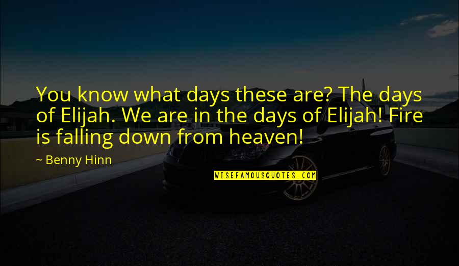 Pelosta 5 Quotes By Benny Hinn: You know what days these are? The days