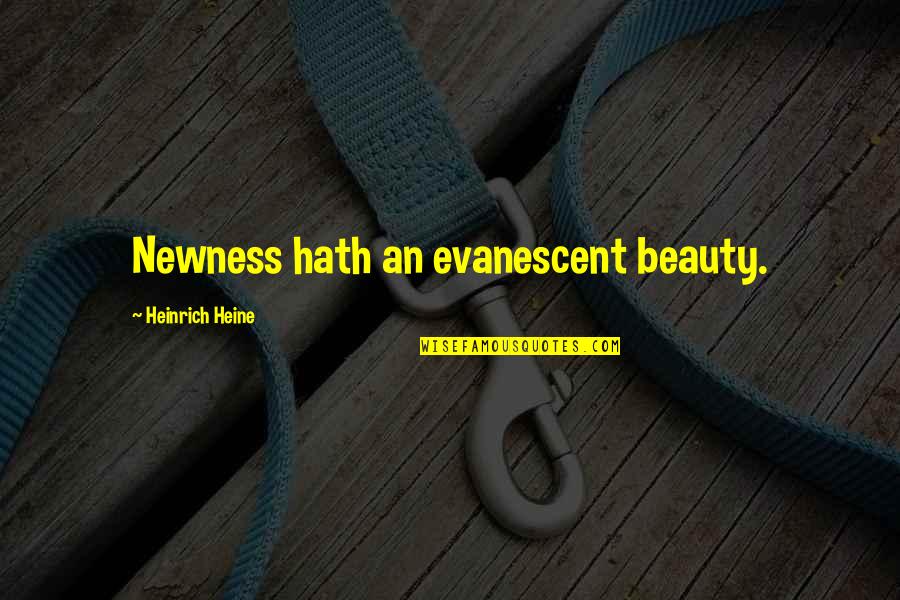Pelts Masters Quotes By Heinrich Heine: Newness hath an evanescent beauty.