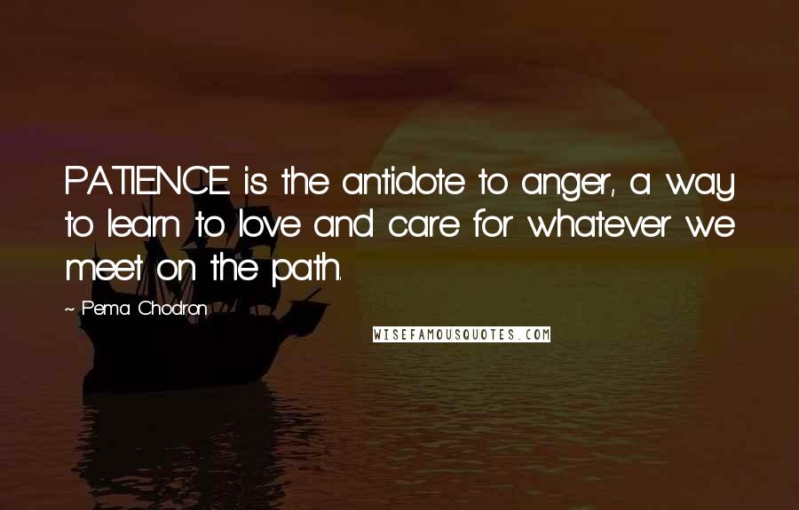 Pema Chodron quotes: PATIENCE is the antidote to anger, a way to learn to love and care for whatever we meet on the path.