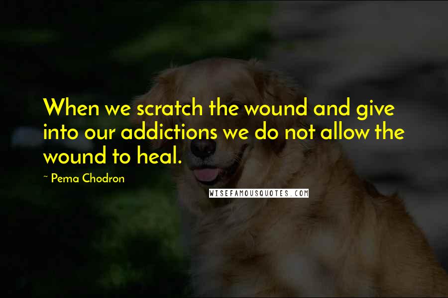 Pema Chodron quotes: When we scratch the wound and give into our addictions we do not allow the wound to heal.