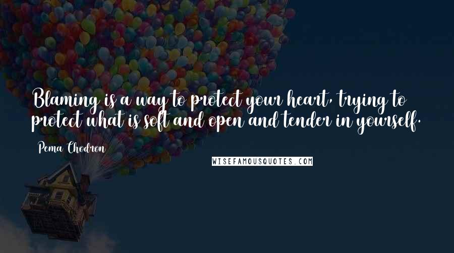 Pema Chodron quotes: Blaming is a way to protect your heart, trying to protect what is soft and open and tender in yourself.