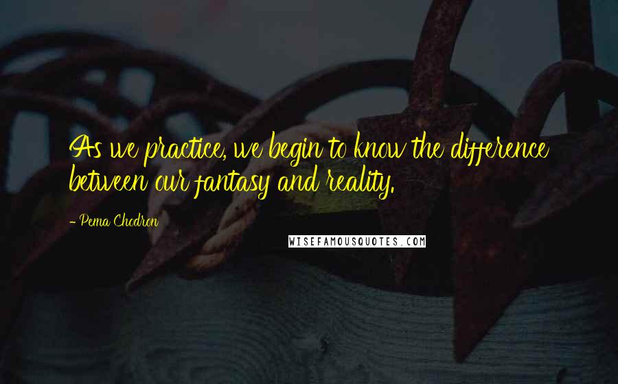 Pema Chodron quotes: As we practice, we begin to know the difference between our fantasy and reality.