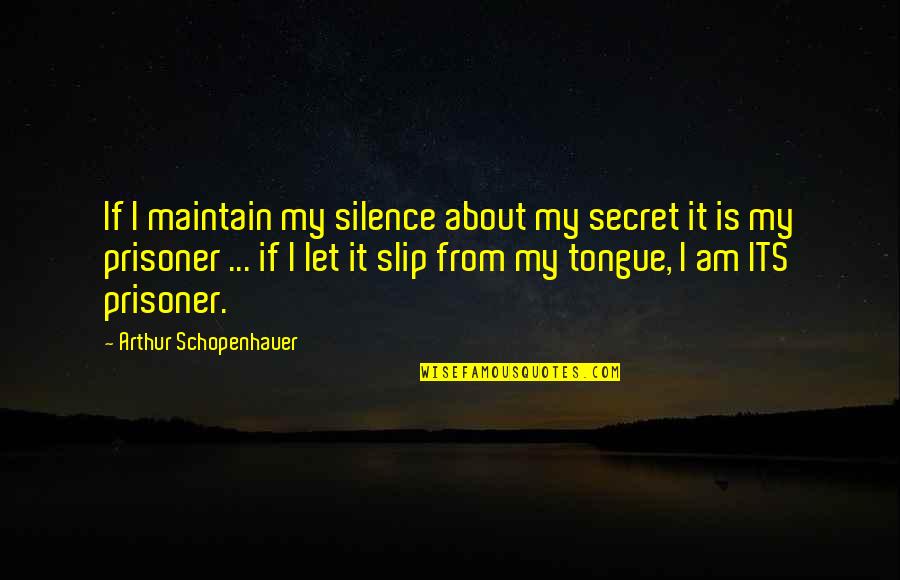 Pembleton Super Quotes By Arthur Schopenhauer: If I maintain my silence about my secret